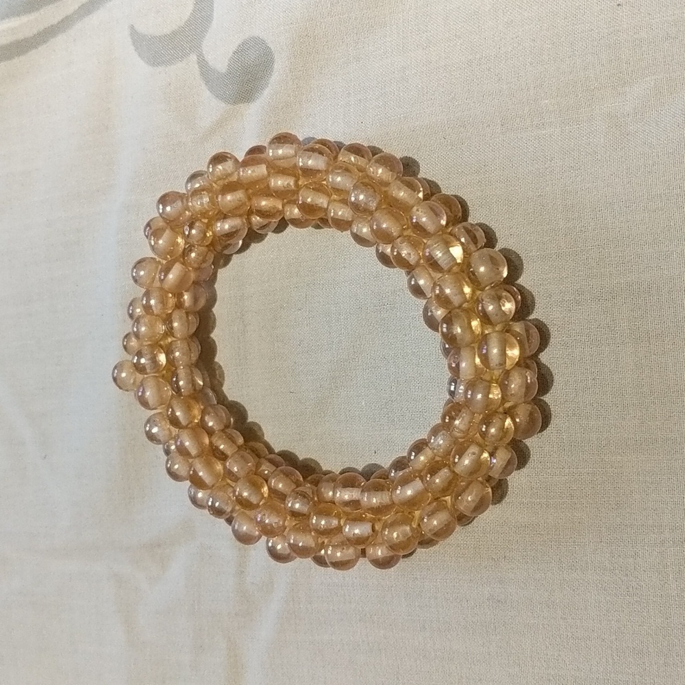 Vintage Translucent Beaded Blush Pink Peach Bracelet